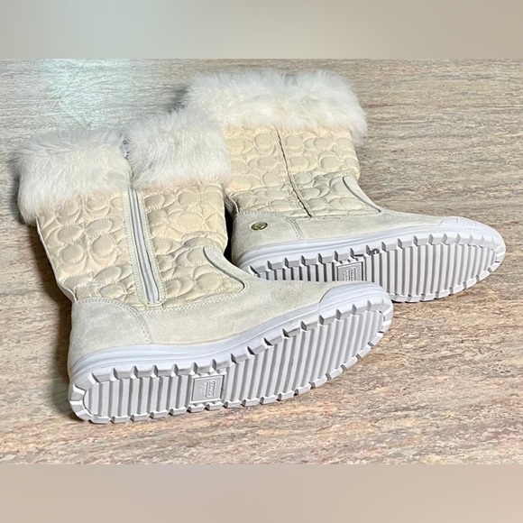 Coach Talen suede and quilted mid-calf boots w/ faux fur - Picture 3 of 10